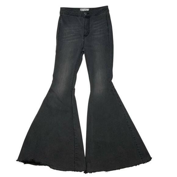 Free People Just Float On Flare Jeans 25 Wash Black Charcoal High Rise - Picture 1 of 13